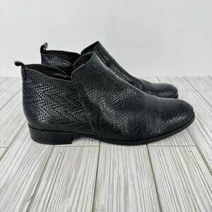 Marroqui Sanchez black woven leather zip ankle boots size US 8 EU 39